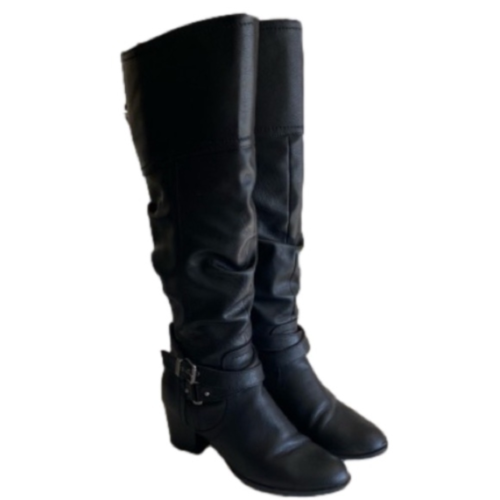 INDIGO RD Tall Boots Side Zip Buckle Detail Slouch Black, Women Size 7.5 - Picture 3 of 12